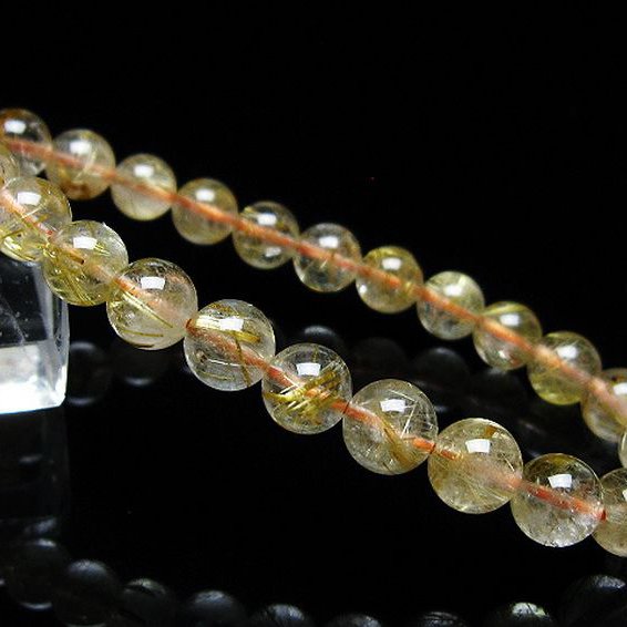 ゴールドタイチンルチル ブレスレット 7mm [t116-12475]