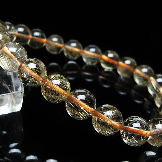 ゴールドタイチンルチル ブレスレット 8mm [t116-12504]