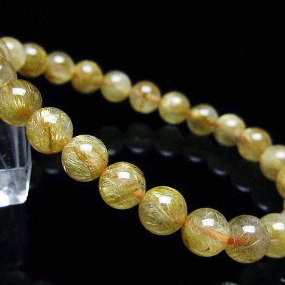 ゴールドタイチンルチル ブレスレット 7mm [t116-12568]