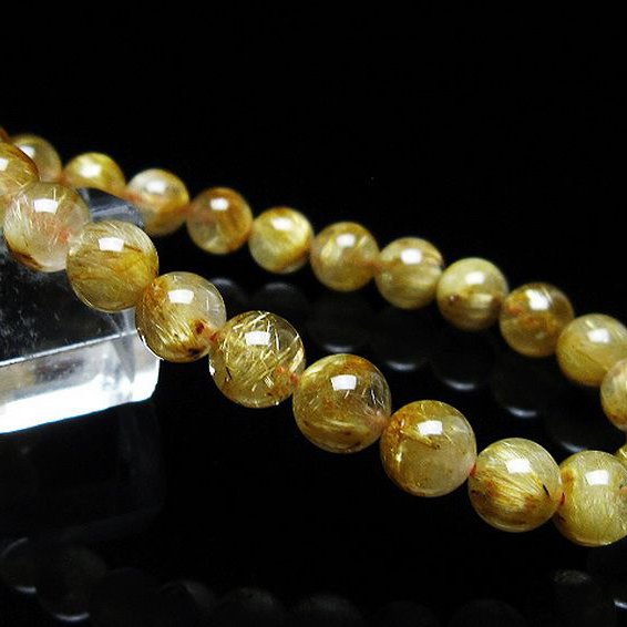 ゴールドタイチンルチル ブレスレット 7mm [T116-12575]