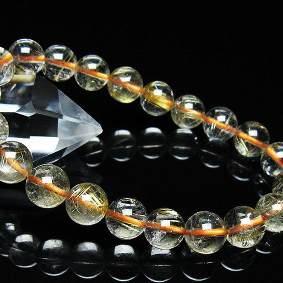 ゴールドタイチンルチル ブレスレット 9mm [t116-12596]