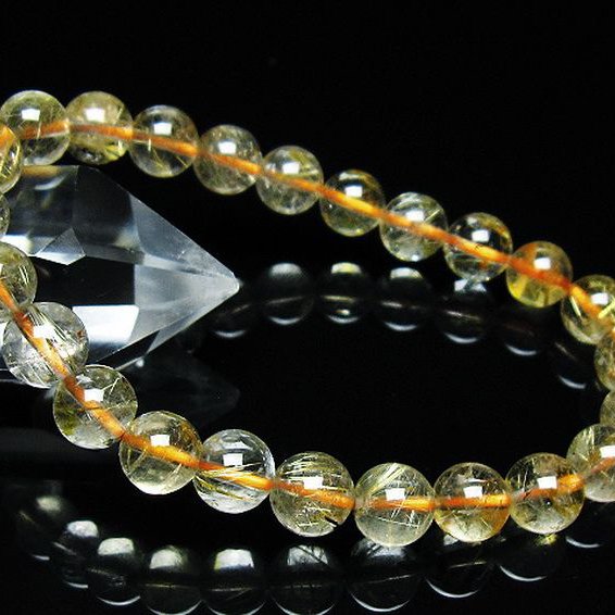 ゴールドタイチンルチル ブレスレット 8mm [t116-12627]