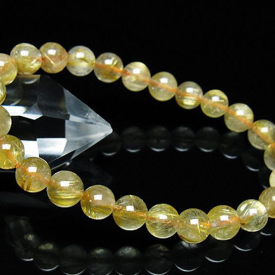 ゴールドタイチンルチル ブレスレット 7mm [t116-12677]