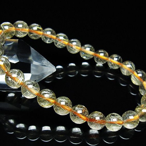 ゴールドタイチンルチル ブレスレット 7mm [t116-12730]