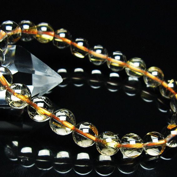 ゴールドタイチンルチル ブレスレット 8mm [t116-12736]