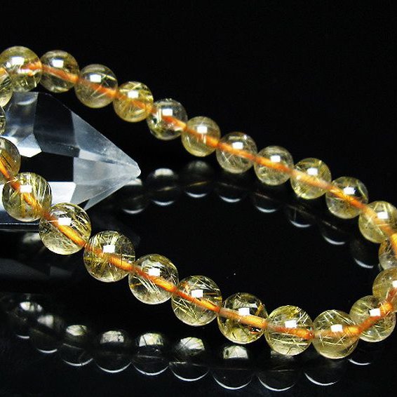 ゴールドタイチンルチル ブレスレット 7mm [t116-12737]