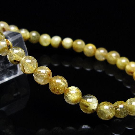 ゴールドタイチンルチル ブレスレット 6mm [t116-12774]