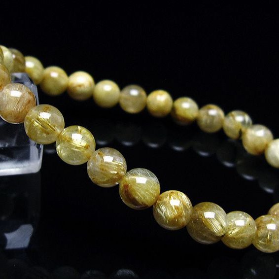 ゴールドタイチンルチル ブレスレット 7mm [T116-12780]