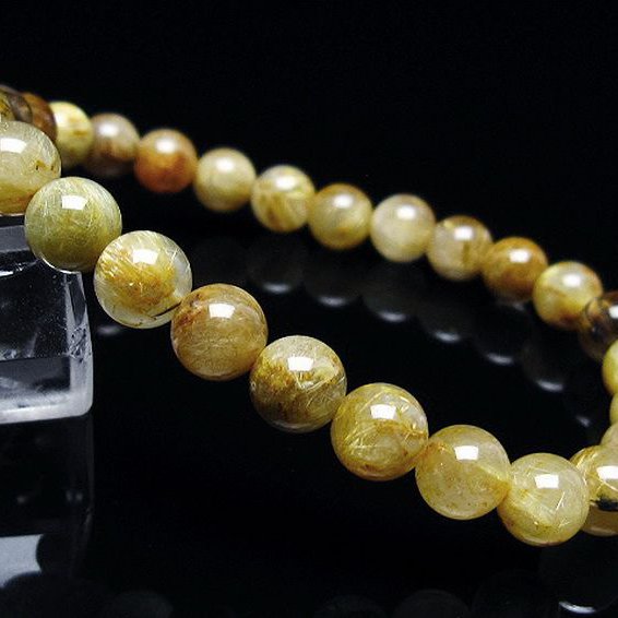 ゴールドタイチンルチル ブレスレット 7mm [T116-12831]