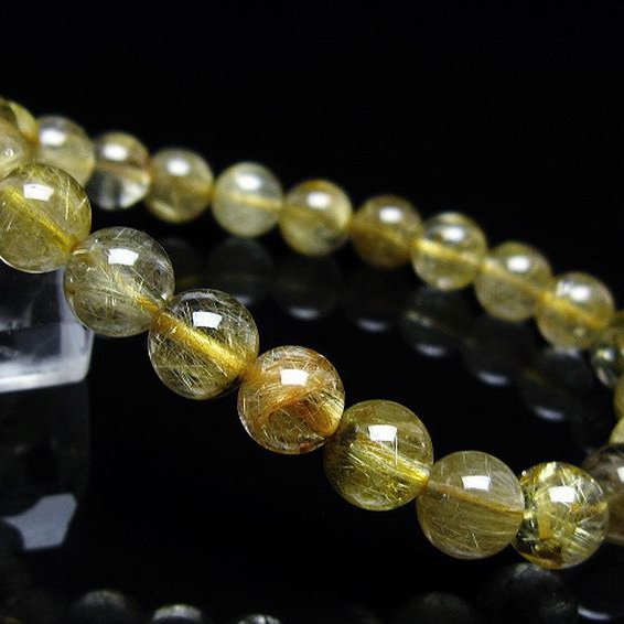 ゴールドタイチンルチル ブレスレット 8mm [t116-12846]