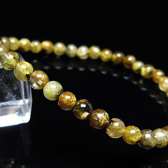 天然】ゴールドタイチンルチル クォーツ ブレスレット バン