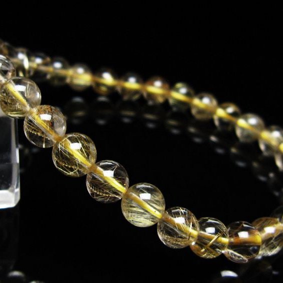 ゴールドタイチンルチル ブレスレット 6mm [t116-12899]