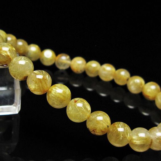 ゴールドタイチンルチル ブレスレット 7mm [t116-12932]