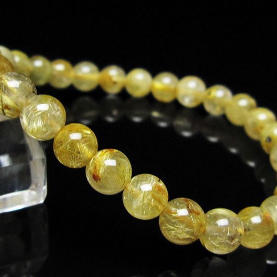 ゴールドタイチンルチル ブレスレット 7mm [t116-12934]