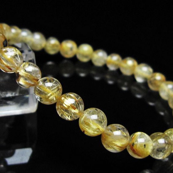 ゴールドタイチンルチル ブレスレット 6mm [t116-12944]