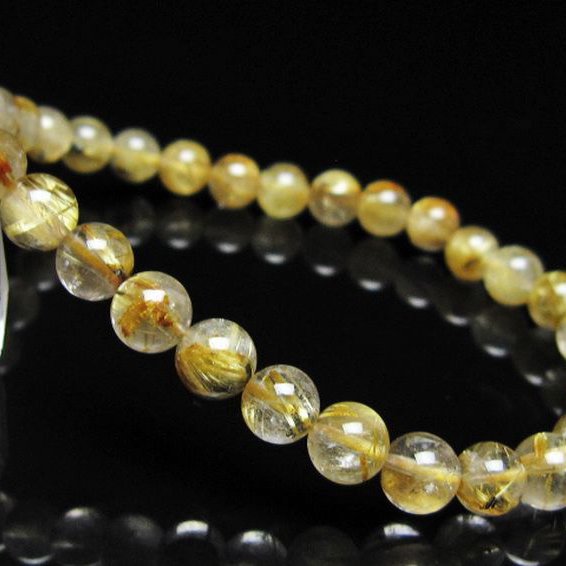 ゴールドタイチンルチル ブレスレット 6mm [t116-12953]