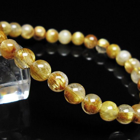 ゴールドタイチンルチル ブレスレット 6mm [t116-12960]