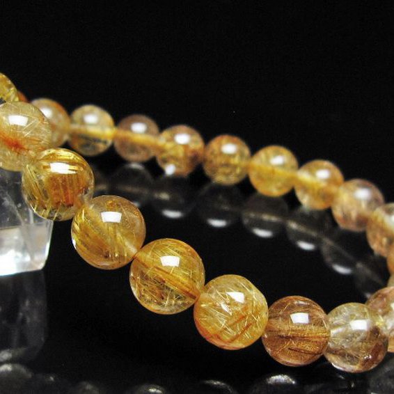 ゴールドタイチンルチル ブレスレット 8mm [t116-12967]