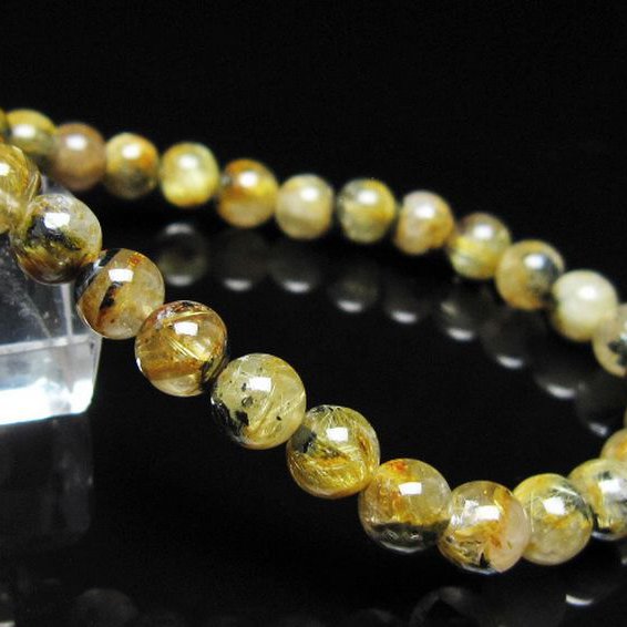 ゴールドタイチンルチル ブレスレット 7mm [t116-12975]