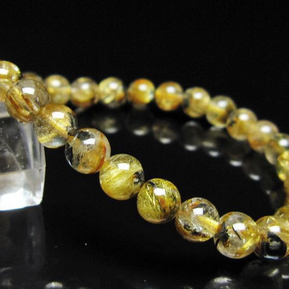 ゴールドタイチンルチル ブレスレット 7mm [t116-12981]