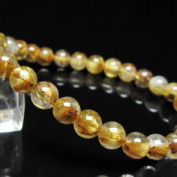 ゴールドタイチンルチル ブレスレット 7mm [t116-12986]