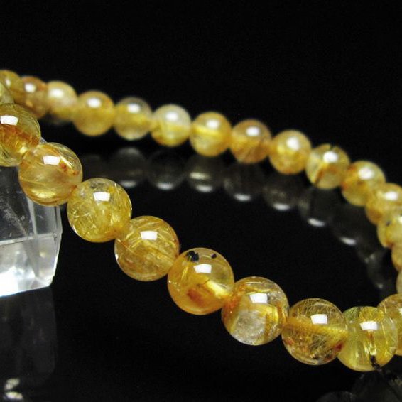 ゴールドタイチンルチル ブレスレット 7mm [t116-12987]