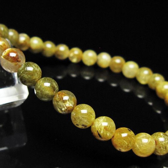 ゴールドタイチンルチル ブレスレット 6mm [t116-13022]