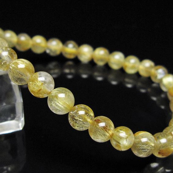 ゴールドタイチンルチル ブレスレット 6mm [t116-13060]