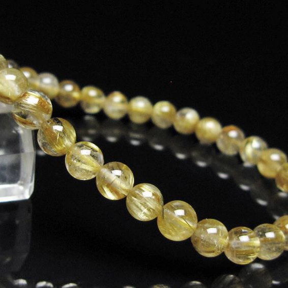 ゴールドタイチンルチル ブレスレット 6mm [t116-13064]