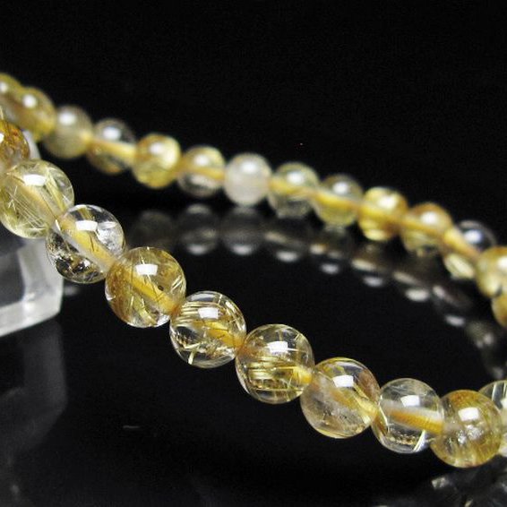 ゴールドタイチンルチル ブレスレット 6mm [t116-13072]