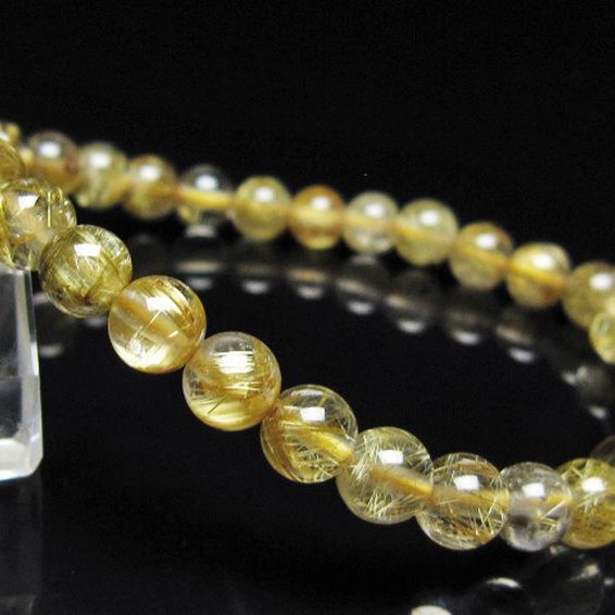 ゴールドタイチンルチル ブレスレット 6mm [t116-13073]