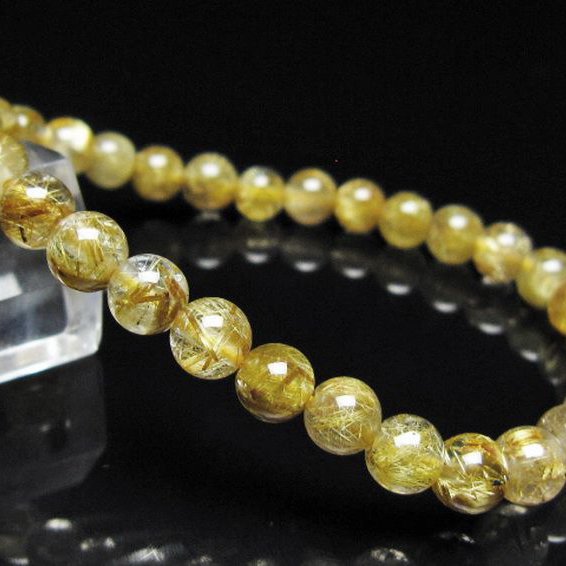 ゴールドタイチンルチル ブレスレット 6mm [t116-13074]
