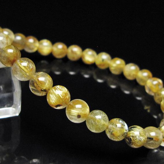 ゴールドタイチンルチル ブレスレット 6mm [t116-13075]
