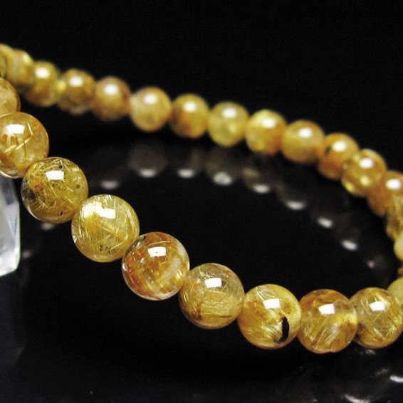 ゴールドタイチンルチル ブレスレット 7mm [t116-13095]