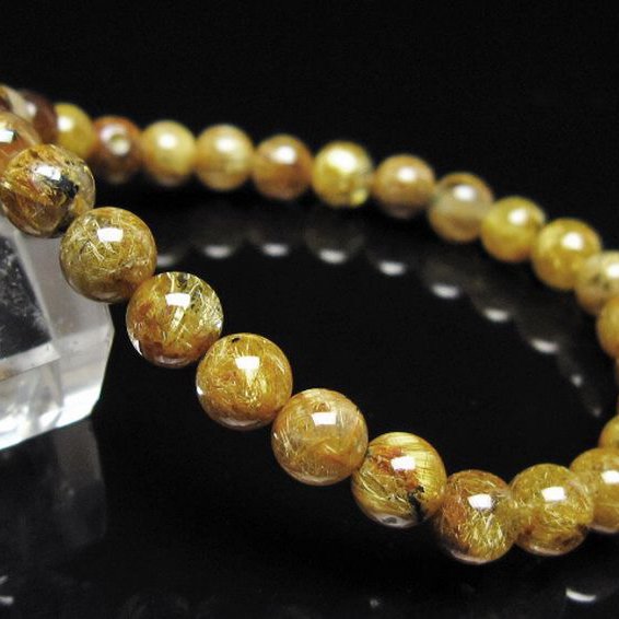 ゴールドタイチンルチル ブレスレット 7mm [t116-13131]