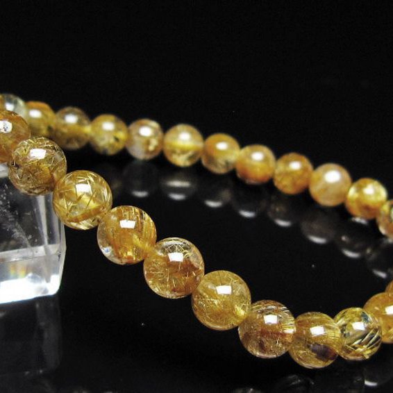 ゴールドタイチンルチル ブレスレット 7mm [t116-13138]