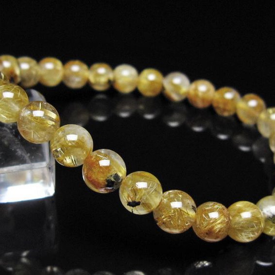 ゴールドタイチンルチル ブレスレット 7mm [t116-13149]