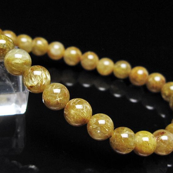 ゴールドタイチンルチル ブレスレット 7mm [t116-13156]