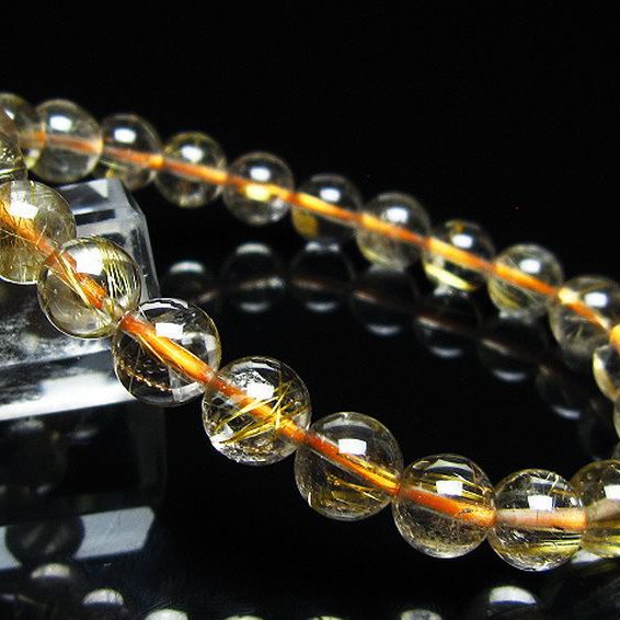 ゴールドタイチンルチル ブレスレット 8mm [t116-13203]