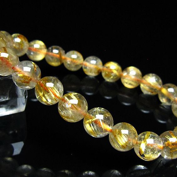 ゴールドタイチンルチル ブレスレット 8mm [t116-13265]
