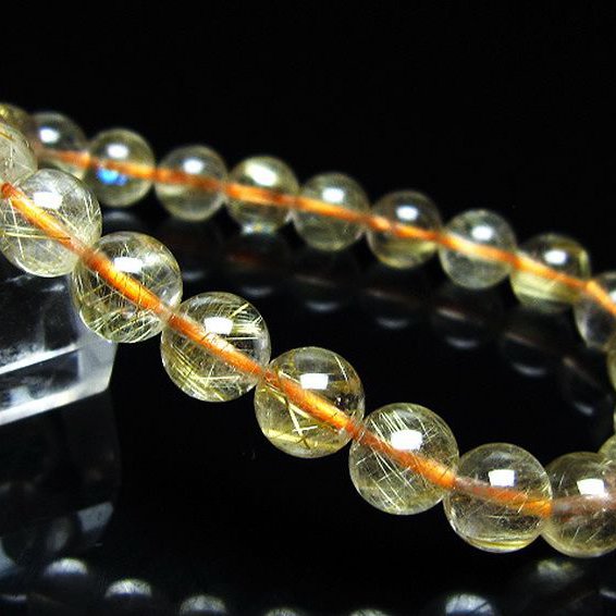 ゴールドタイチンルチル ブレスレット 8mm [t116-13293]