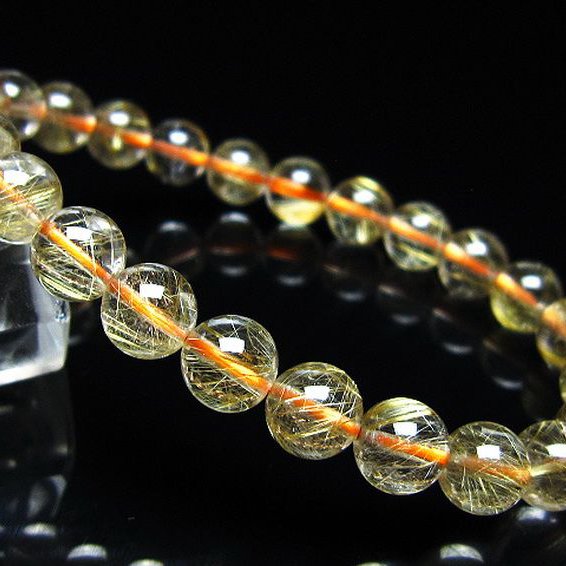 ゴールドタイチンルチル ブレスレット 8mm [t116-13298]