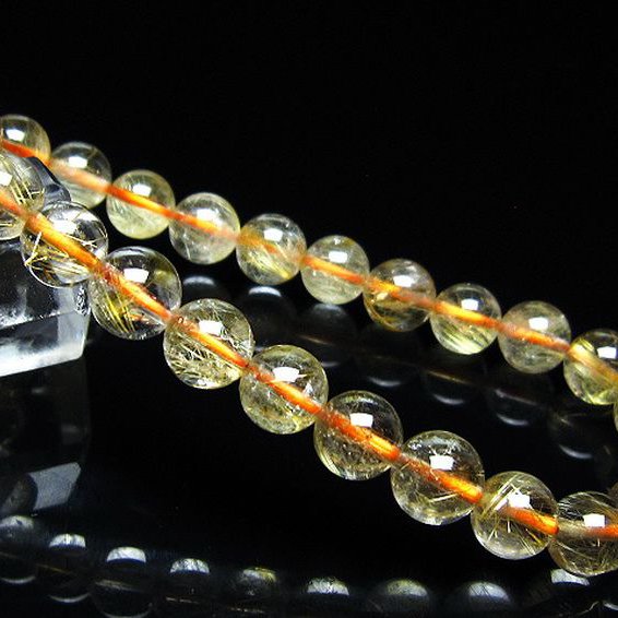 ゴールドタイチンルチル ブレスレット 7mm [t116-13303]