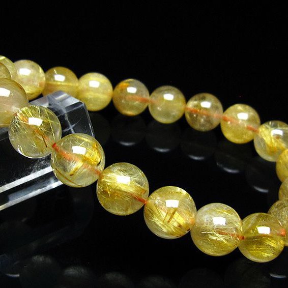 ゴールドタイチンルチル ブレスレット 10mm [t116-13325]