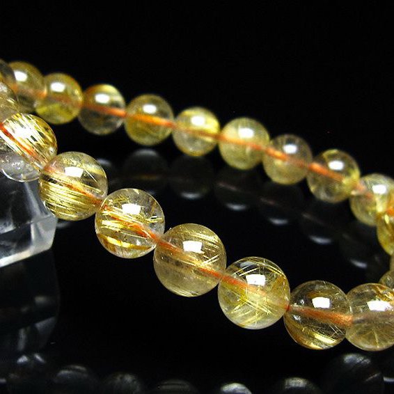 ゴールドタイチンルチル ブレスレット 8mm [t116-13336]