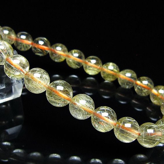 ゴールドタイチンルチル ブレスレット 8mm [t116-13372]