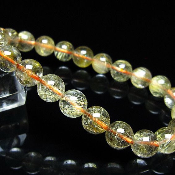 ゴールドタイチンルチル ブレスレット 8mm [t116-13373]