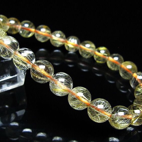 ゴールドタイチンルチル ブレスレット 8mm [t116-13374]