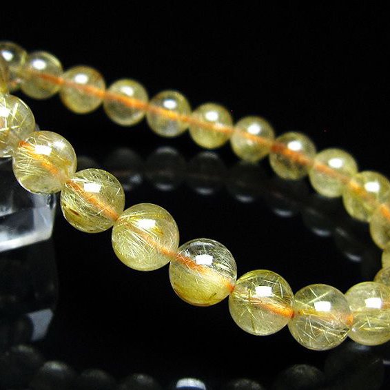 ゴールドタイチンルチル ブレスレット 8mm [t116-13386]