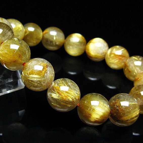 ゴールドタイチンルチル ブレスレット 13mm [t116-13401]